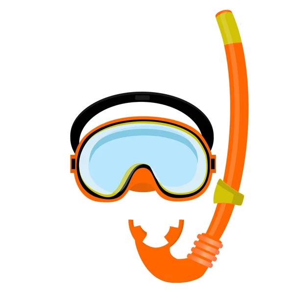 Orange diving mask and tube — Stock Vector