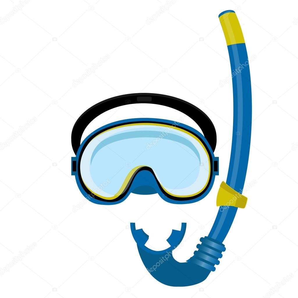 Blue diving mask and tube