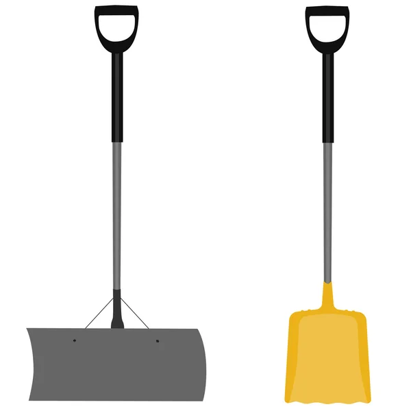 Sneeuw shovel grijs en geel — Stockvector