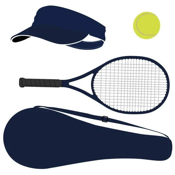 Tennis equipment blue set — Stock Vector