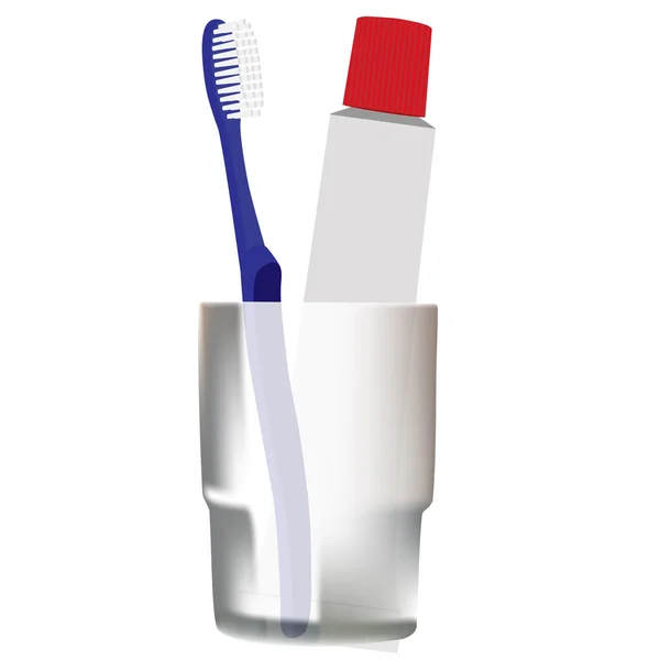 Blauwe tandenborstel in glas — Stockvector