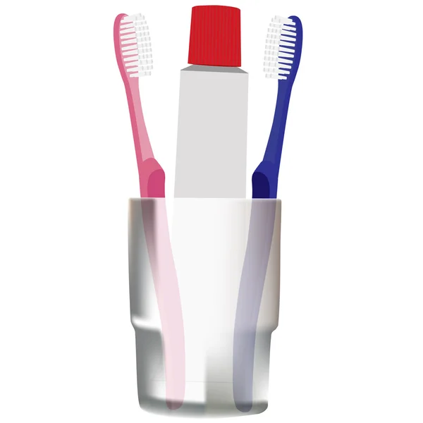 Zahnbürsten und Zahnpasta — Stockvektor