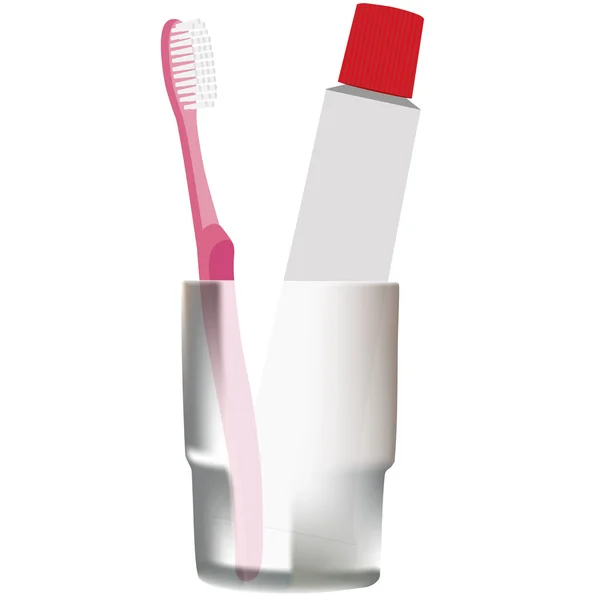 Pink toothbrush in glass — Stock Vector