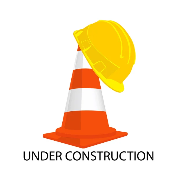 Traffic cone and building helmet — Stock Vector