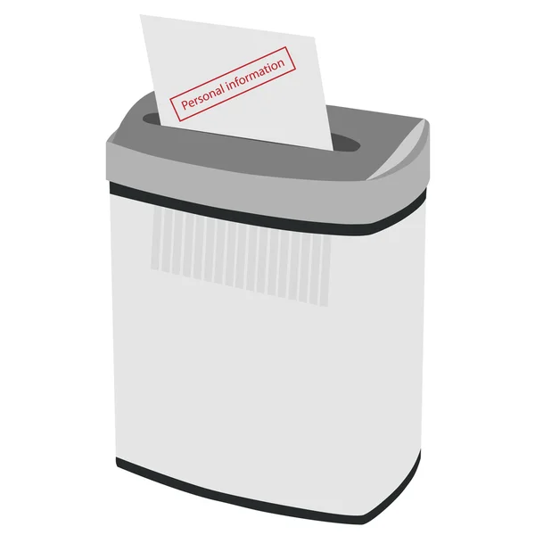 Shredder en tekst persoonlijke informatie — Stockvector