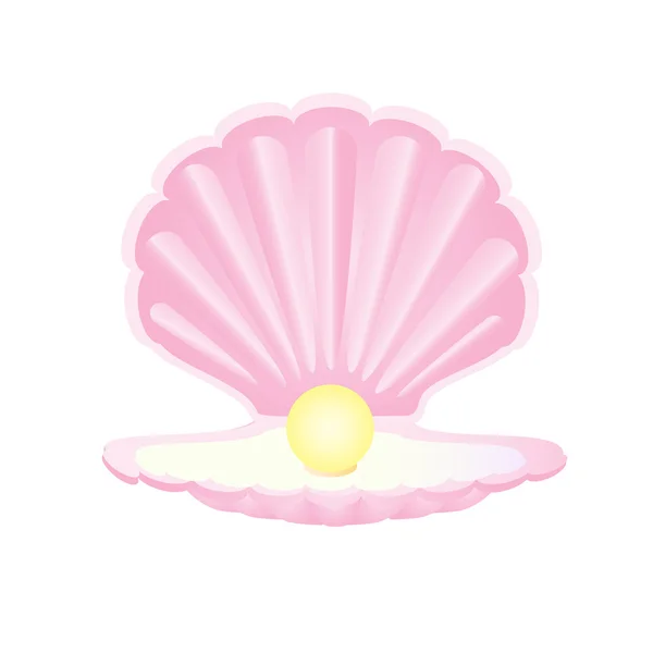 Conchiglia rosa con perla — Vettoriale Stock