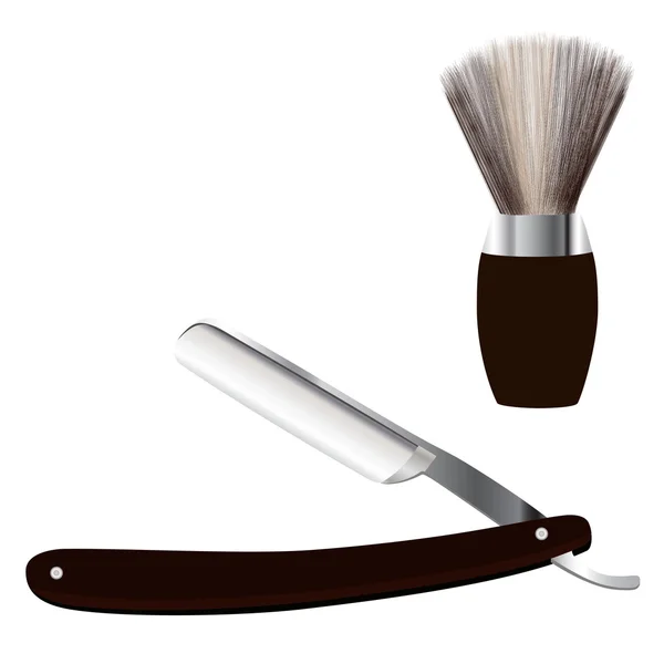 Razor and shave brush — Stock Vector
