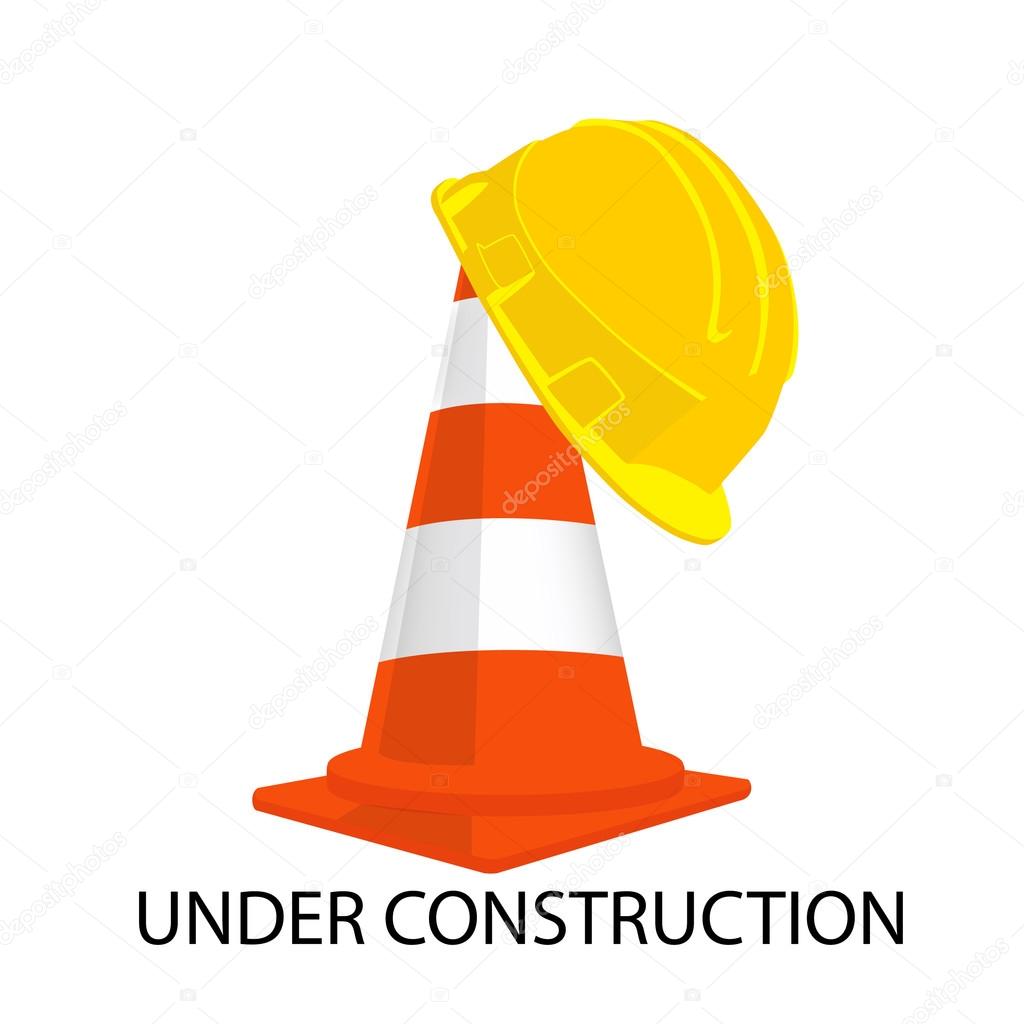 Traffic cone and building helmet