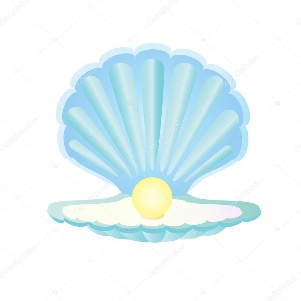 Blue seashell with pearl