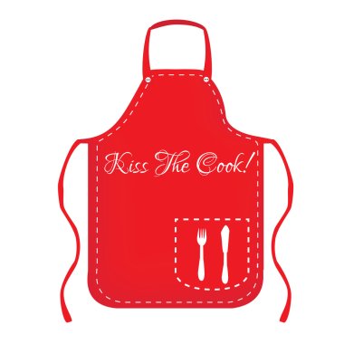 Red apron with text kiss the cook clipart