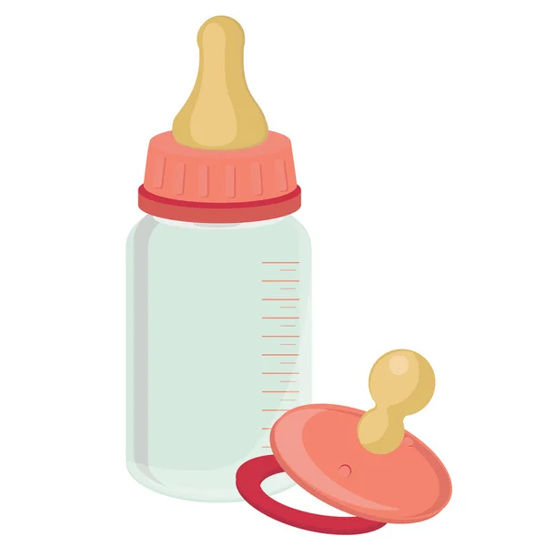 Pink Babyfles en tepel — Stockvector