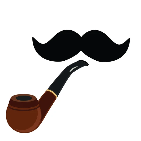 Tuyau fumeur et moustache — Image vectorielle
