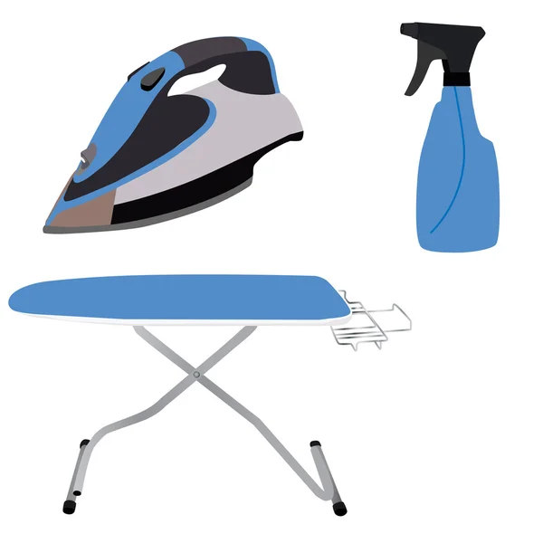 Ironing board, iron and spray — Stock Vector