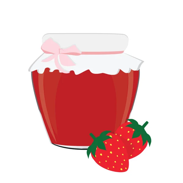 Aardbeienjam en aardbeien — Stockvector