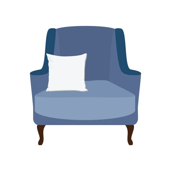 Fauteuil avec oreiller blanc — Image vectorielle