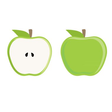 Yeşil elma tam ve yarım