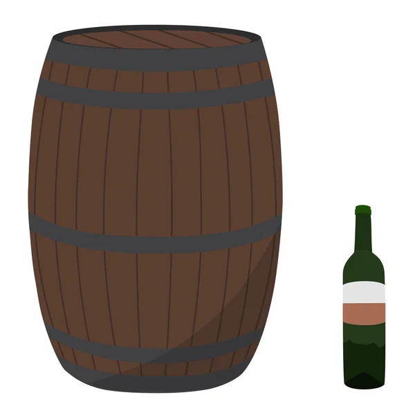 Baril et bouteille de vin — Image vectorielle