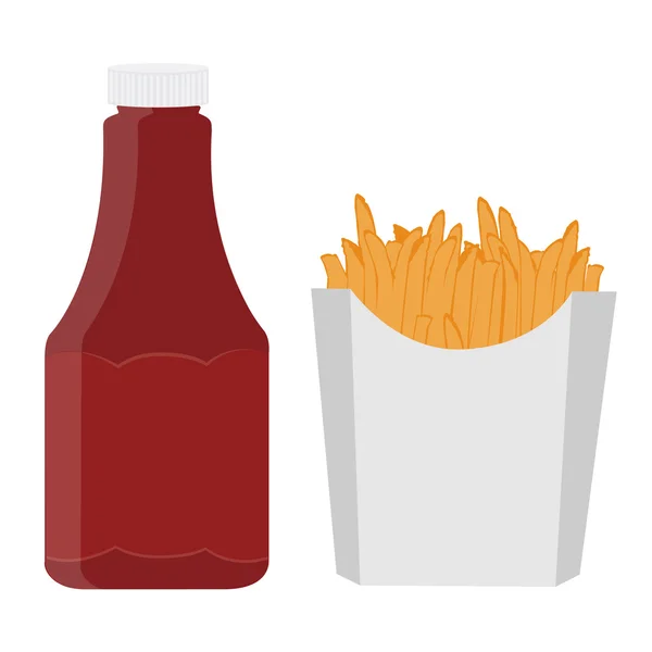 Ketchup und Pommes — Stockvektor