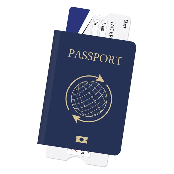 Passaporte e bilhete — Vetor de Stock