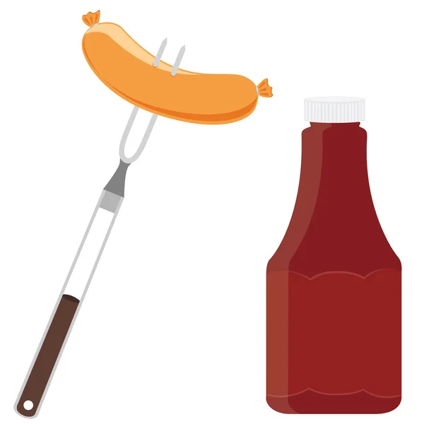 Ketchup en worst, — Stockvector
