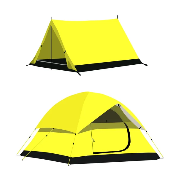 Gul camping tält — Stock vektor