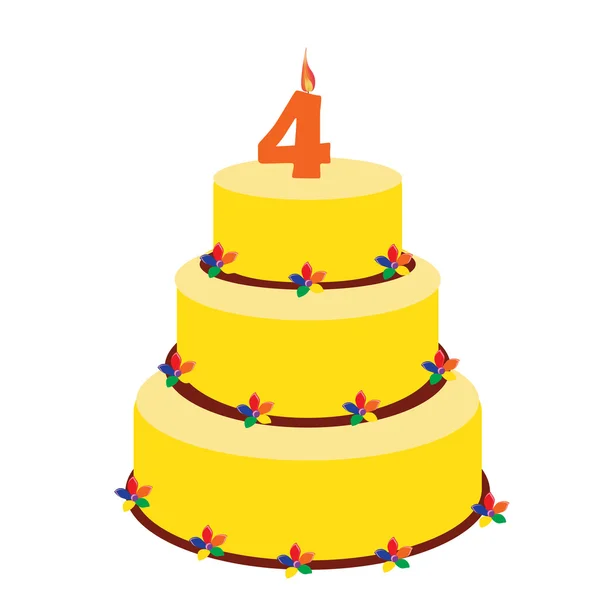 Fourth birthday cake — Stock Vector