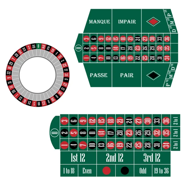 Mesa de ruleta europea y francesa — Archivo Imágenes Vectoriales