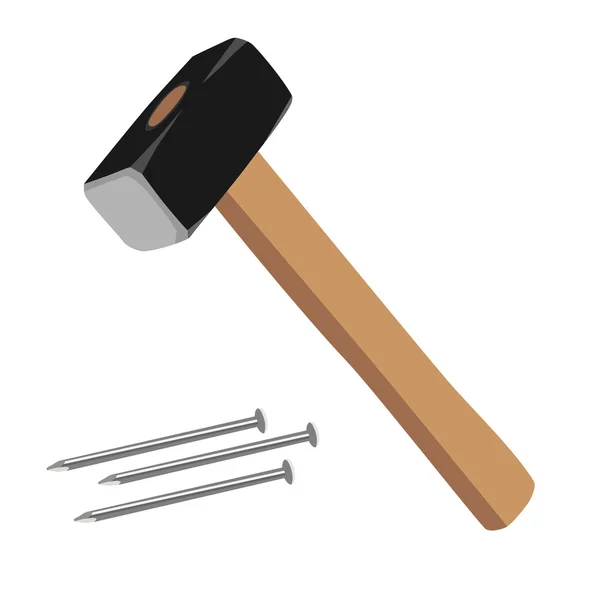Hammer and nails — Stock Vector