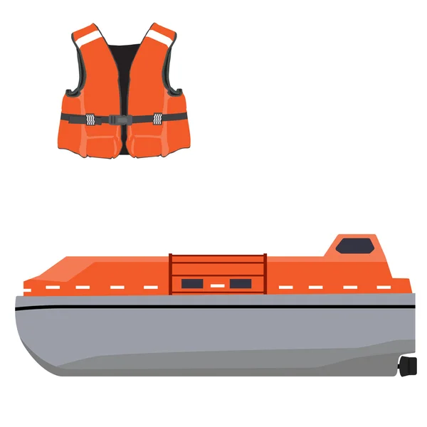 Barco salvavidas y chaqueta — Vector de stock