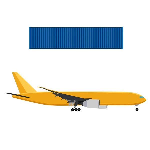 Airplane and container — Stock Vector