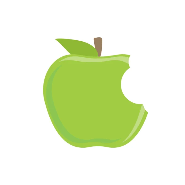 Bitten green apple — Stock Vector