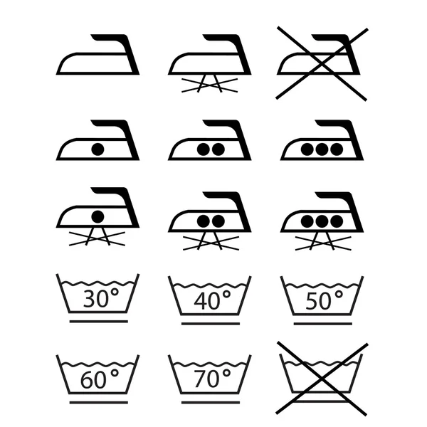 Stirare i simboli della lavanderia — Vettoriale Stock