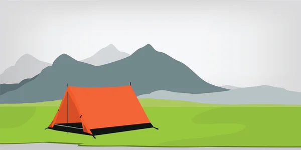 Camping tält berg — Stock vektor