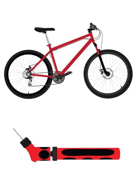 Bicicleta y bomba manual — Vector de stock