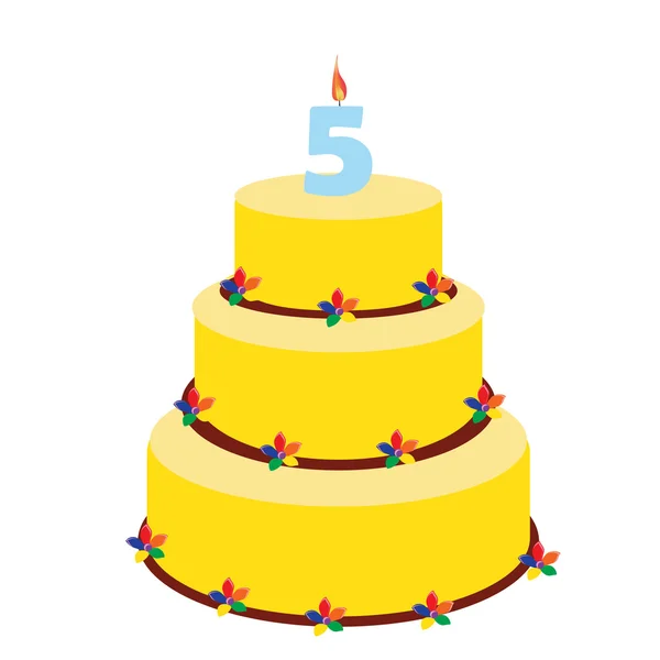 Пятый день рождения торт — стоковый вектор