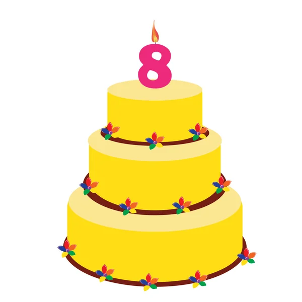 Eighth birthday cake — Stock Vector