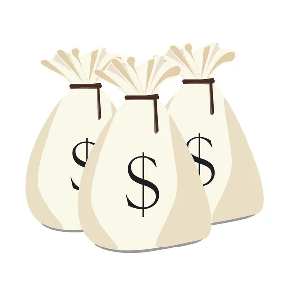 Tres bolsa de dinero — Vector de stock