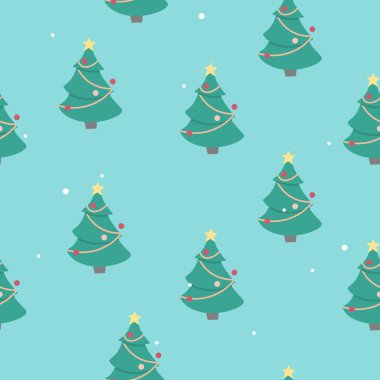 Süslü Noel ağaçlarıyla kışın pürüzsüz bir desen. Yeni yıl sembolü. Vektör illüstrasyonu