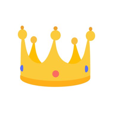 Beyaz arka planda izole edilmiş değerli taşlı taç simgesi. Kral, kraliçe çizgi film tacı. Vektör illüstrasyonu