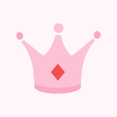 Beyaz arka planda izole edilmiş sevimli pembe prenses taç ikonu. Kraliçe çizgi film tacı. Vektör illüstrasyonu