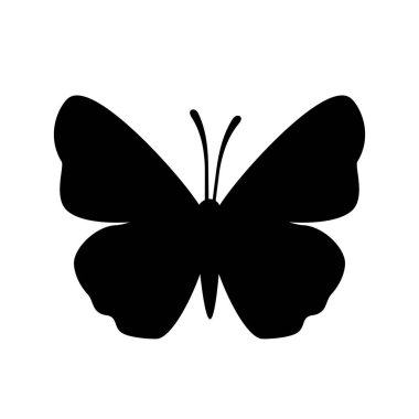 Kelebek silueti beyaz arka planda izole edilmiş. Kelebek ikonu. Vektör