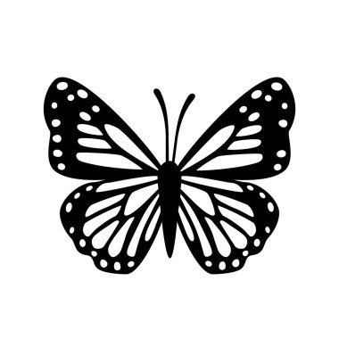 Beyaz arka planda izole edilmiş kral kelebeği. Kelebek ikonu. Vektör illüstrasyonu.