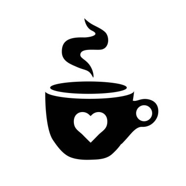 Kahve fincanı ikonu. Bir fincan kahve veya çay. Sıcak içecek ikonu. Buharlı kahve. Düz stil. Vektör illüstrasyonu