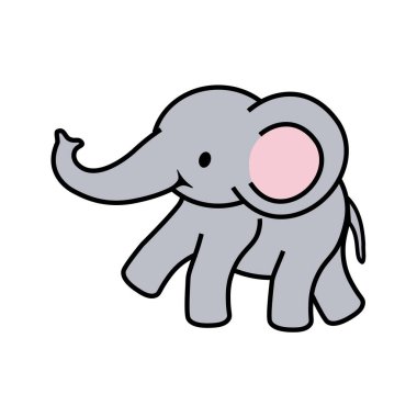 Beyaz arka planda izole edilmiş şirin bir fil. Fil Safari Hayvanı. Yan görüş. Taslak çizim. Vektör illüstrasyonu