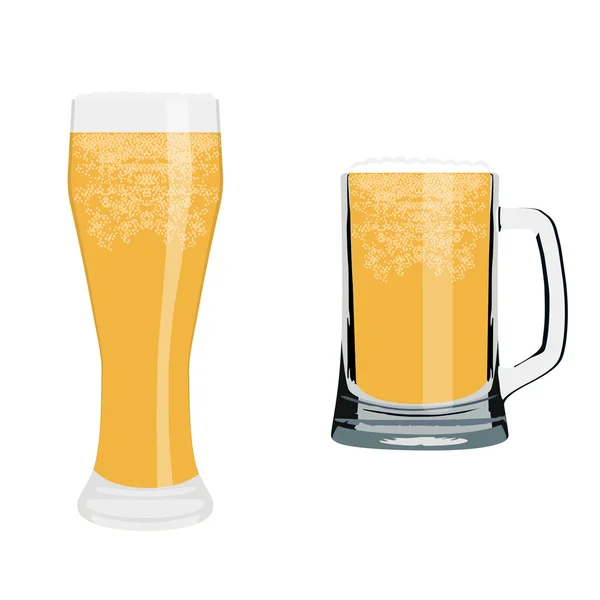 Vaso de cerveza y taza — Vector de stock