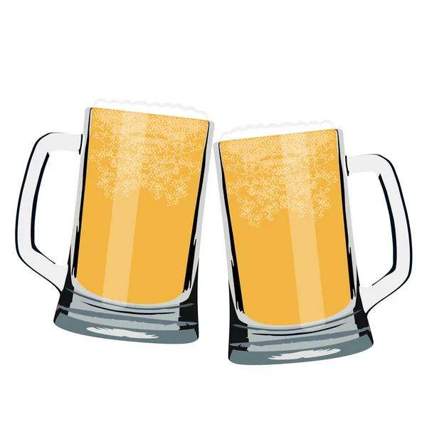 Deux tasses à bière — Image vectorielle