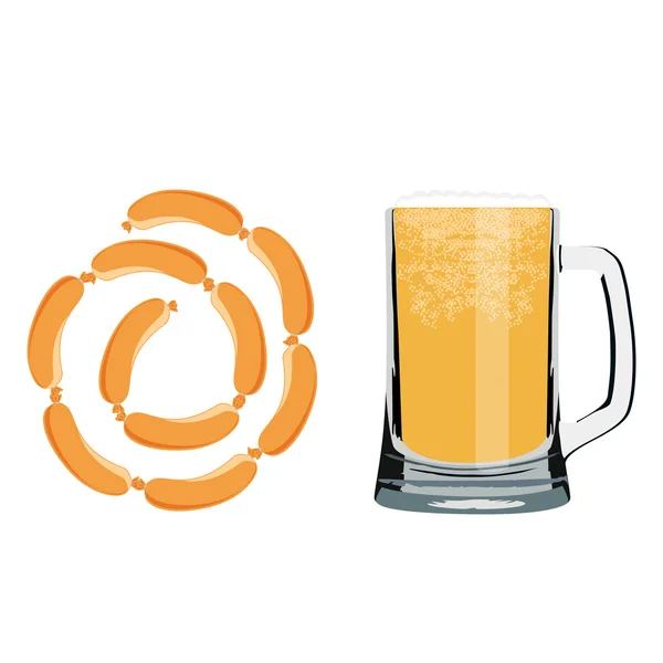 Bière et saucisse — Image vectorielle