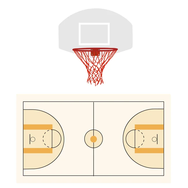Lapangan basket dan ring basket - Stok Vektor