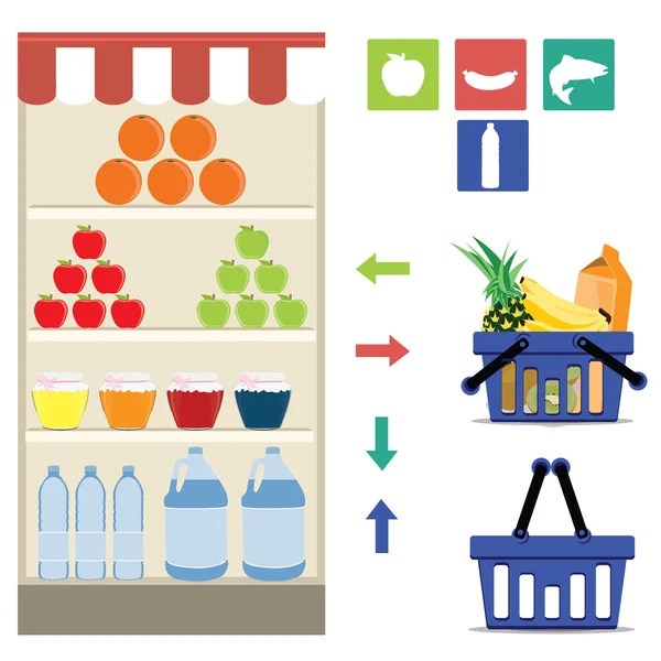 Supermarkt pictogrammen — Stockvector