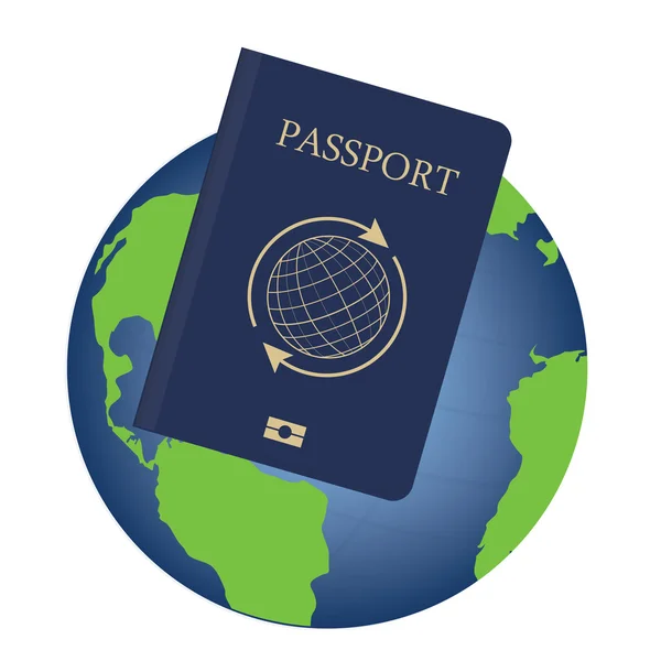 Globo y pasaporte — Vector de stock